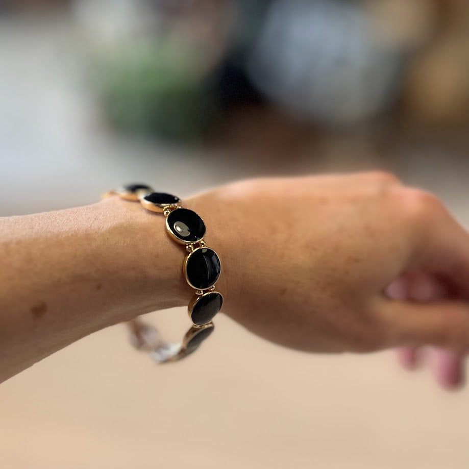 Bracelet - Enamel Disc Stretch Various Colours