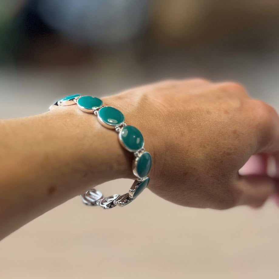 Bracelet - Enamel Disc Stretch Various Colours