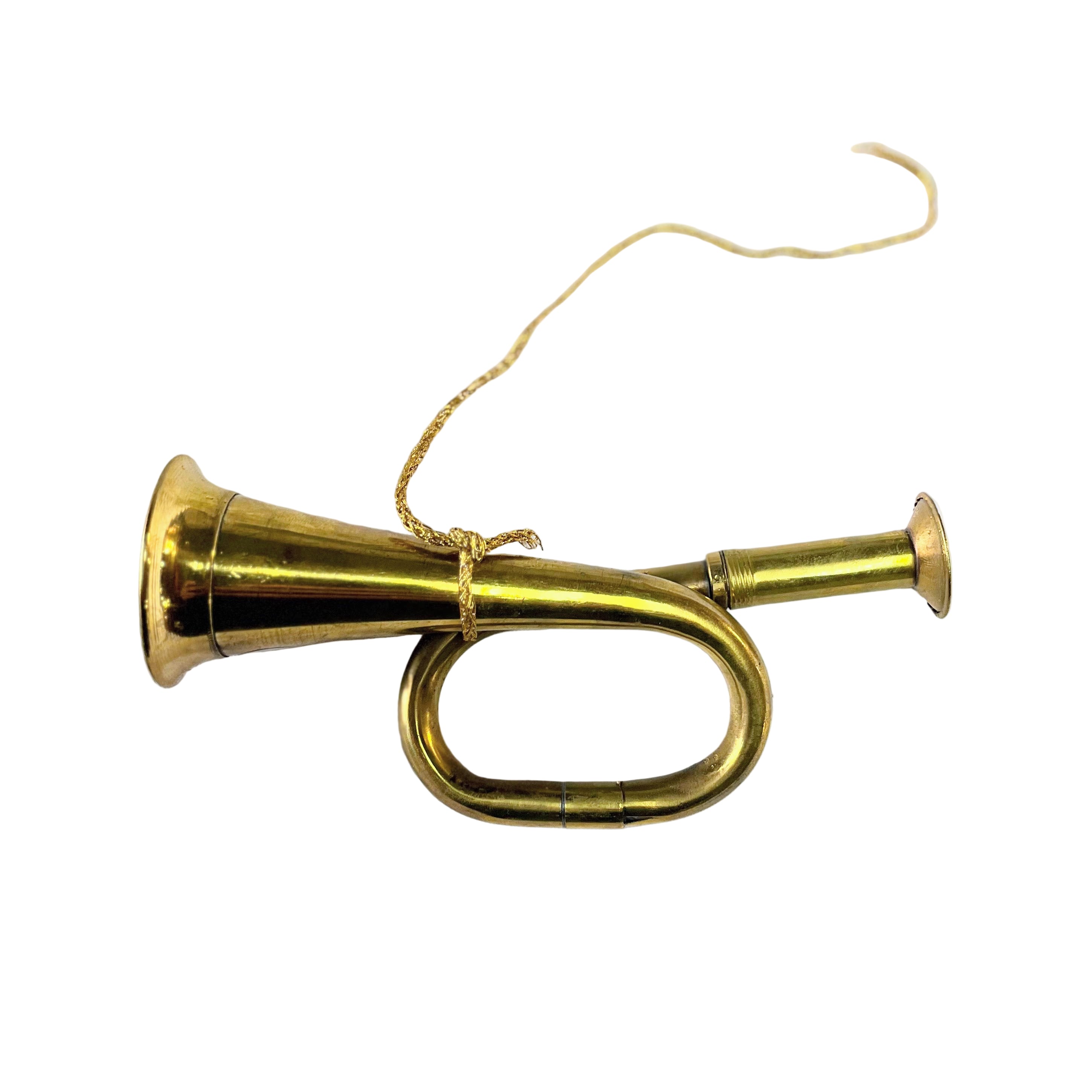 Brass bugle on a white background