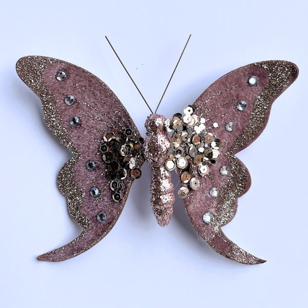 Clip on Butterfly Decorations with sequins and glitter