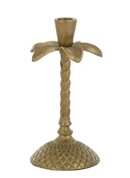 Candle Holder Gold Palm Tall 10x21cm
