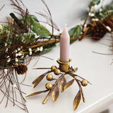 Candleholder Gold Mistletoe Small