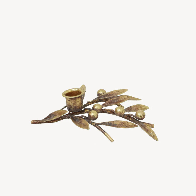 Candleholder Gold Mistletoe Small