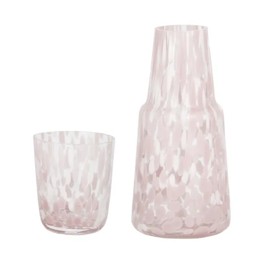 Carafe and Tumbler Set Glass - Pink Freckle