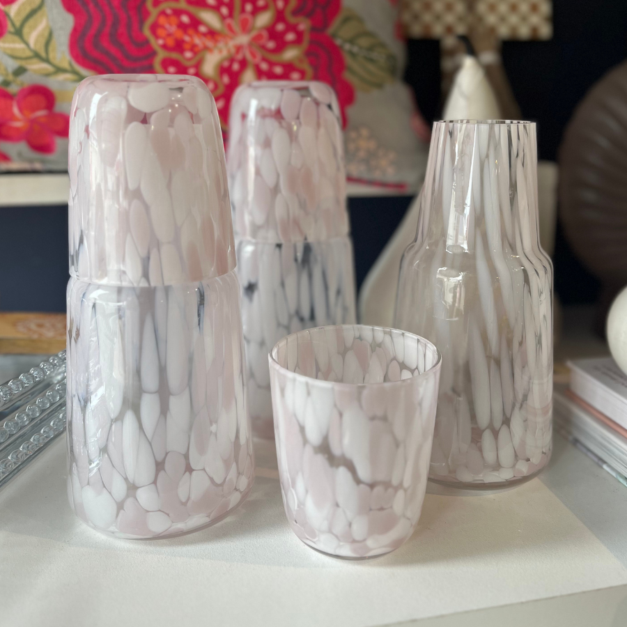 Carafe and Tumbler Set Glass - Pink Freckle