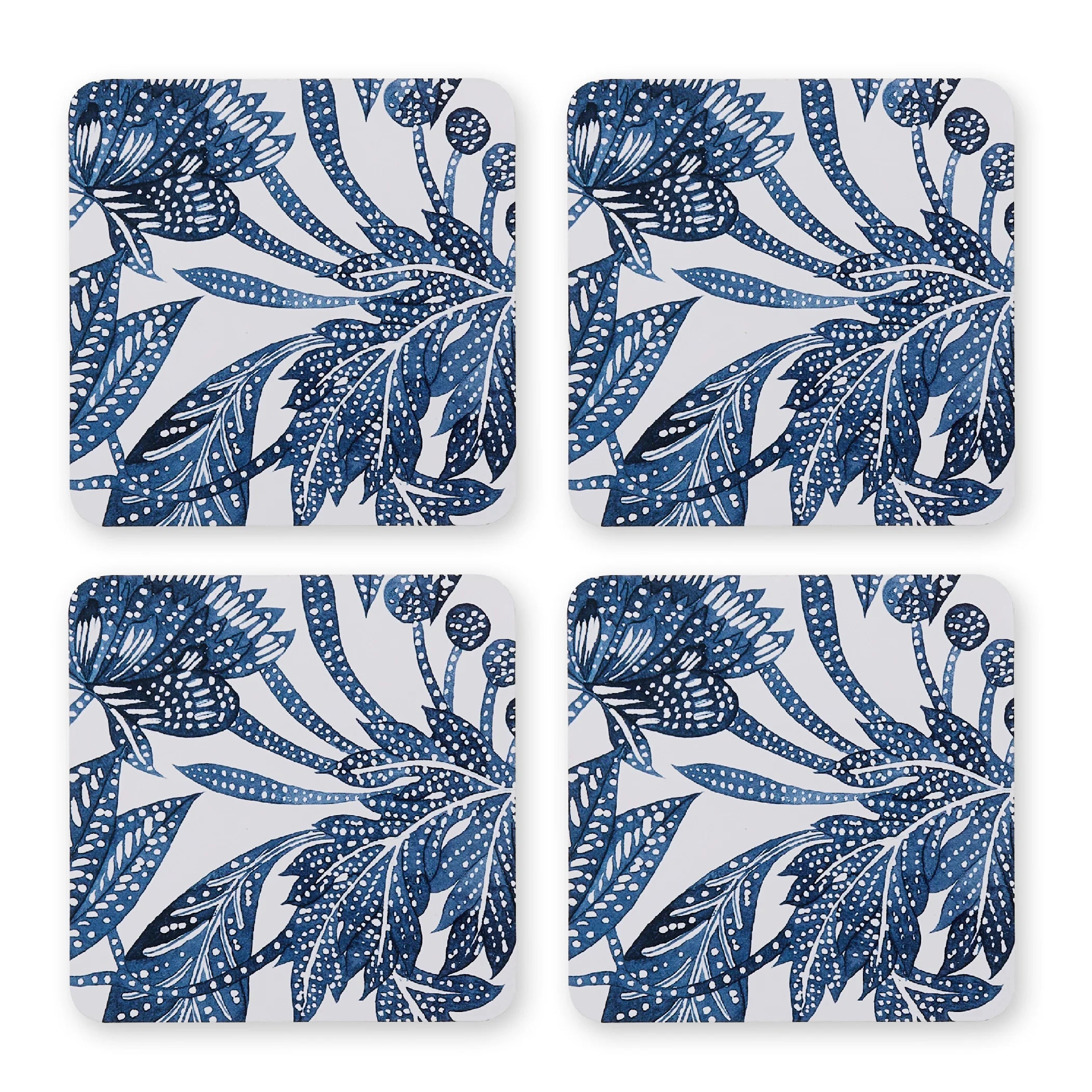 Coaster Set - Botanical Blue & White