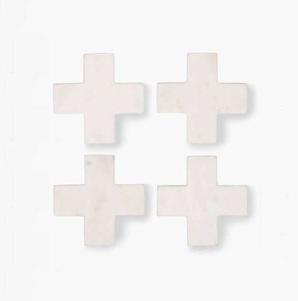 Coaster Marble Cross - set of 4