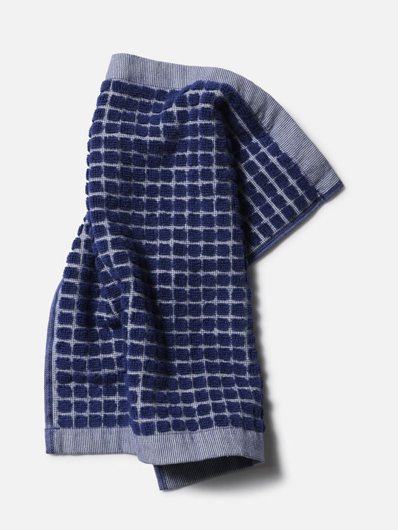 100% Cotton Towels - Cobalt/Cream Grid