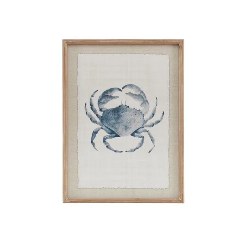 Print Crab Blue and White - Framed