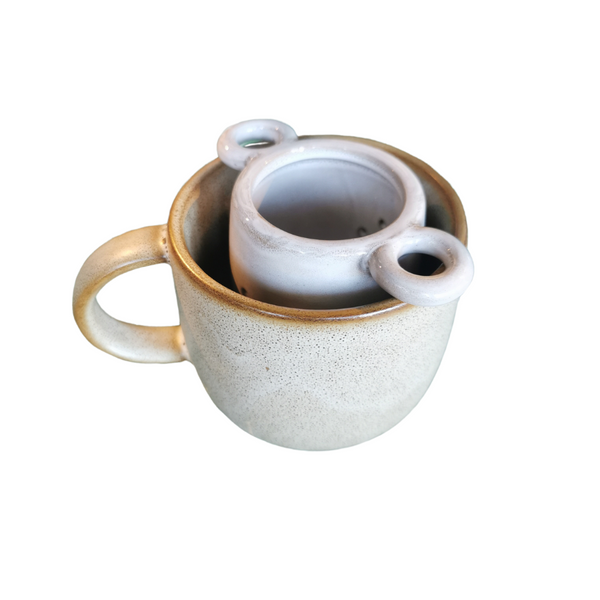 Tea Strainer - Glazed Stoneware - White