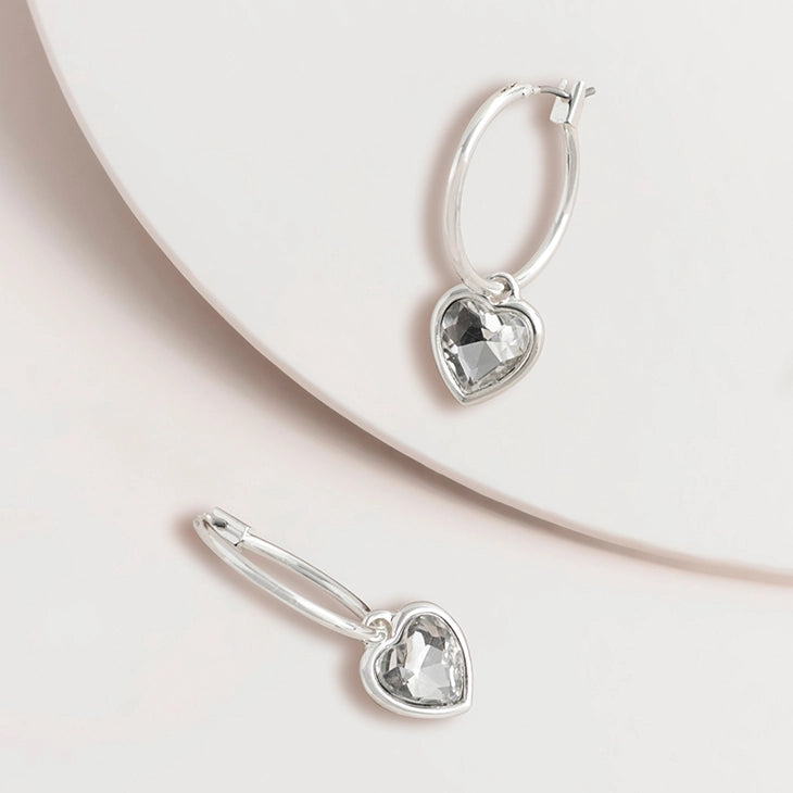 Earrings - Crystal Heart Hoop Earrings