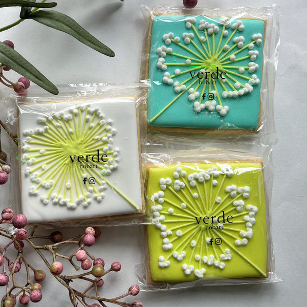 Vanilla Shortbread Dandelion Icing Square Biscuits
