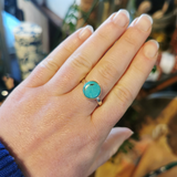 Ring - Round Turquoise & SS - Size 10