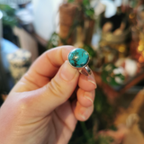 Ring - Round Turquoise & SS - Size 7