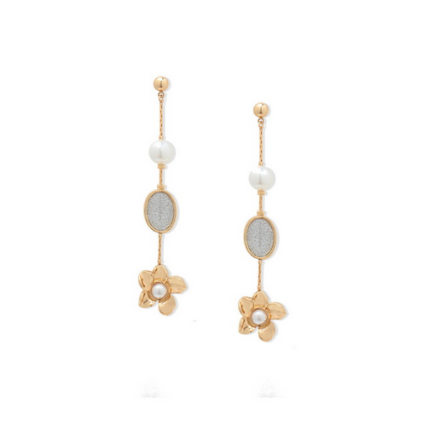 Earrings - Flower Drop with Pearls