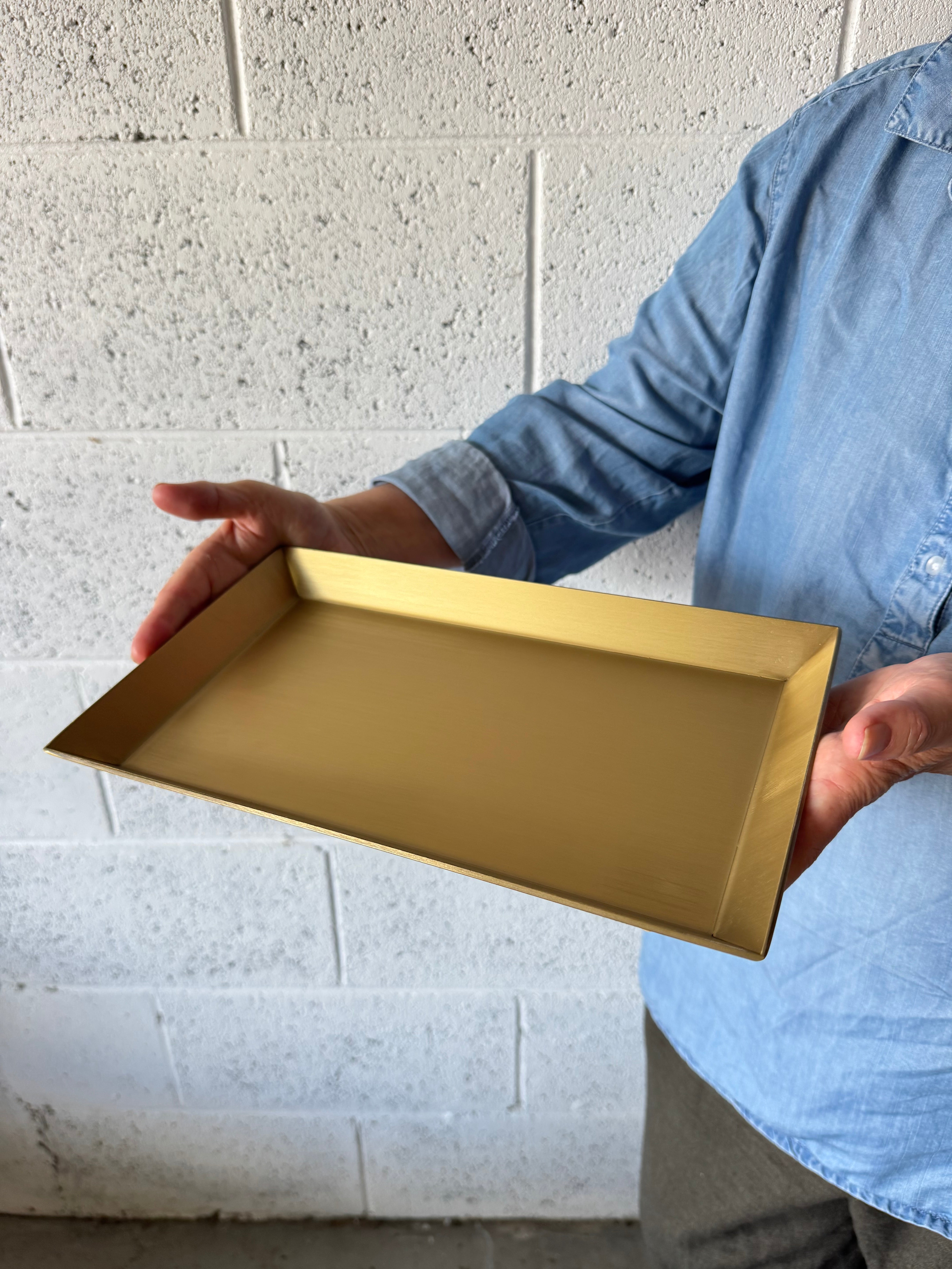 Tray - metal rectangle brass