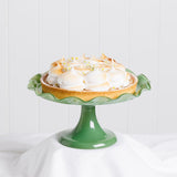 Cake Plate Stand Glass Ruffle Green