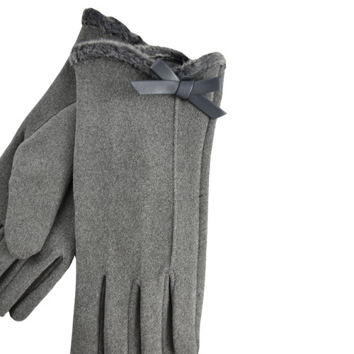 Gloves - Faux Fur Trim Bow