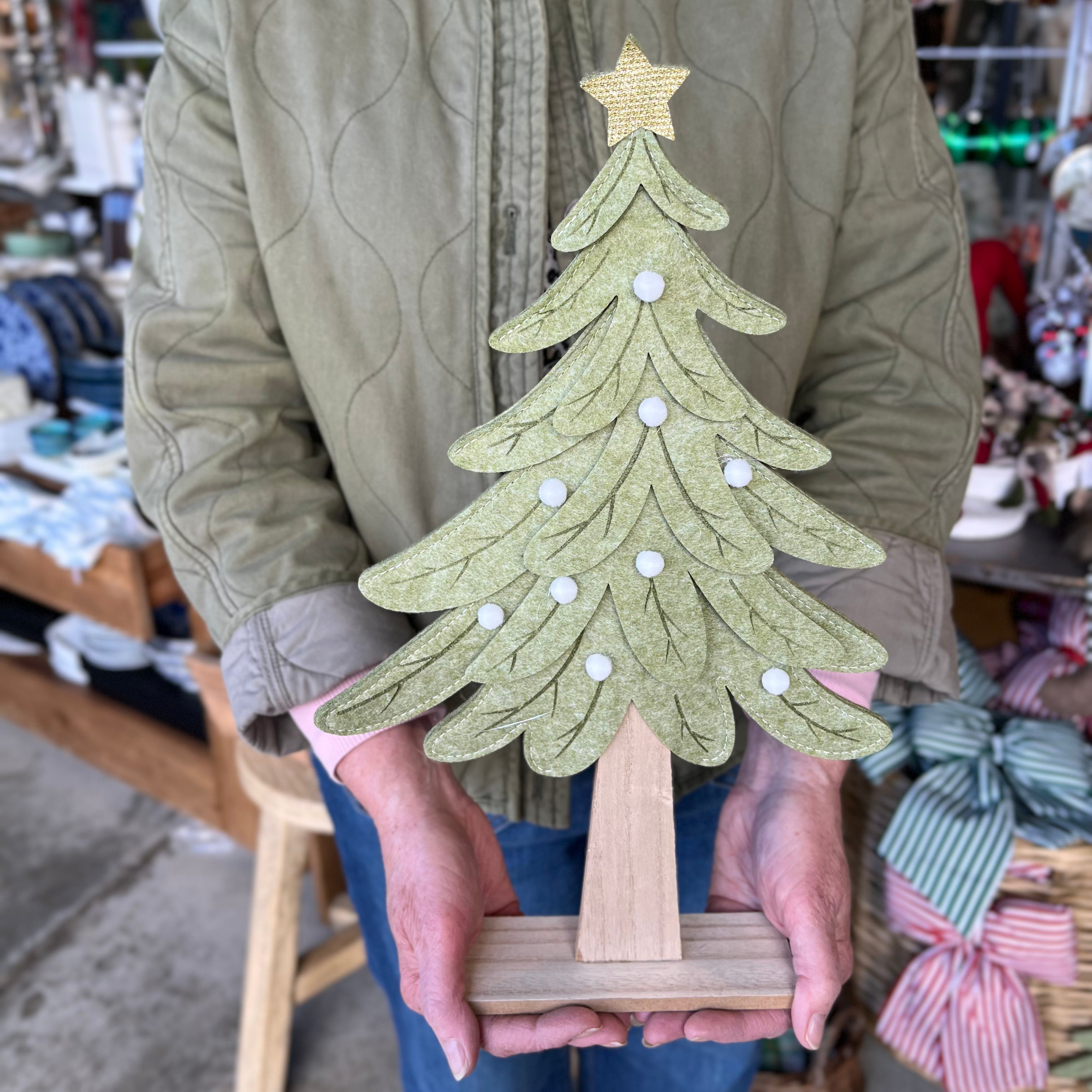 Standing Christmas Trees - Wood and Felt - 3 sizes