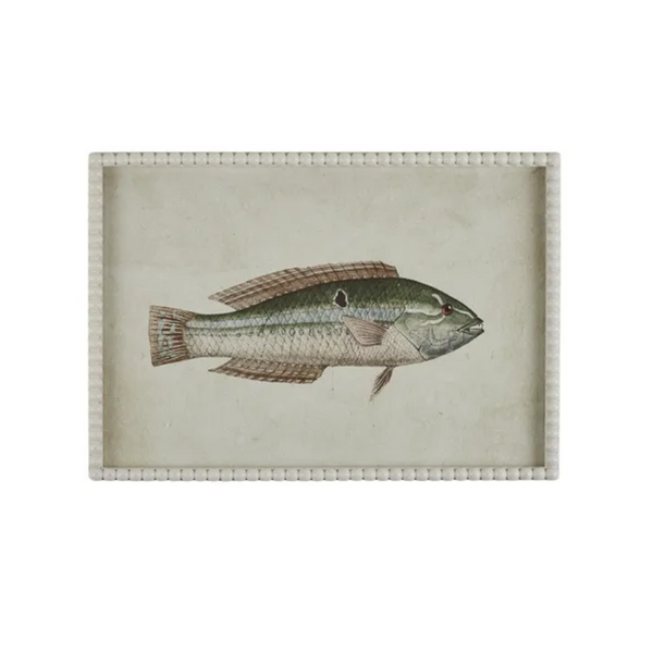 Fish Print in White Bauble Frame