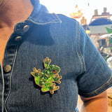 Brooch Sequined - Green Frog