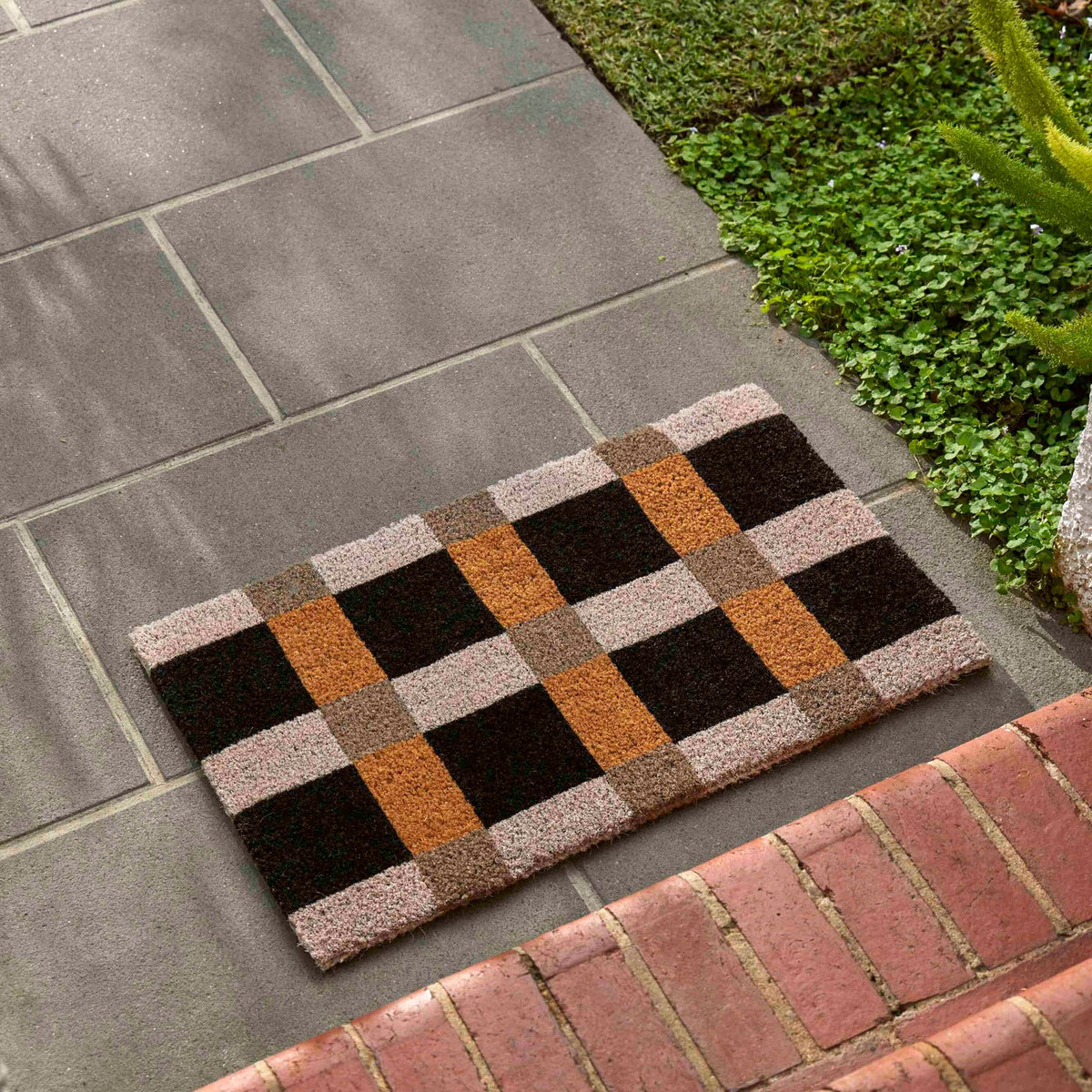 Coir Door Mat - Gingham  - 75 x 45cm
