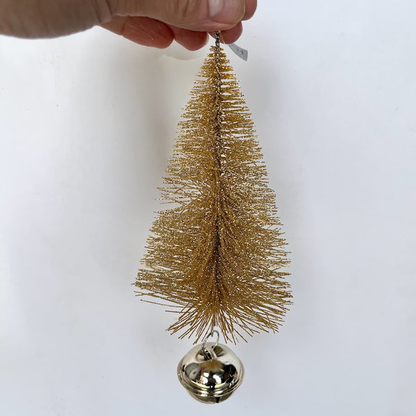 Gold Glitter Tree Christmas Decoration with bell