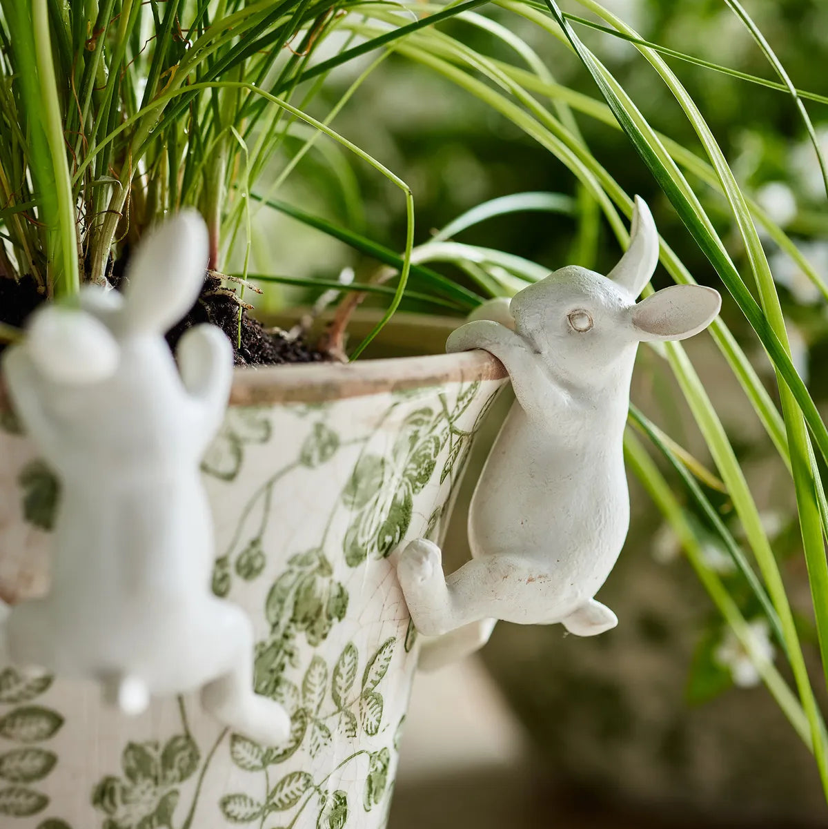 Pot Hanger Bunny Gold, Brown and White