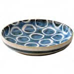 Japanese High Edge Plate Blue White Circles