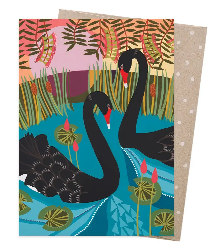 Card - Black Swans - 100% recycled paper