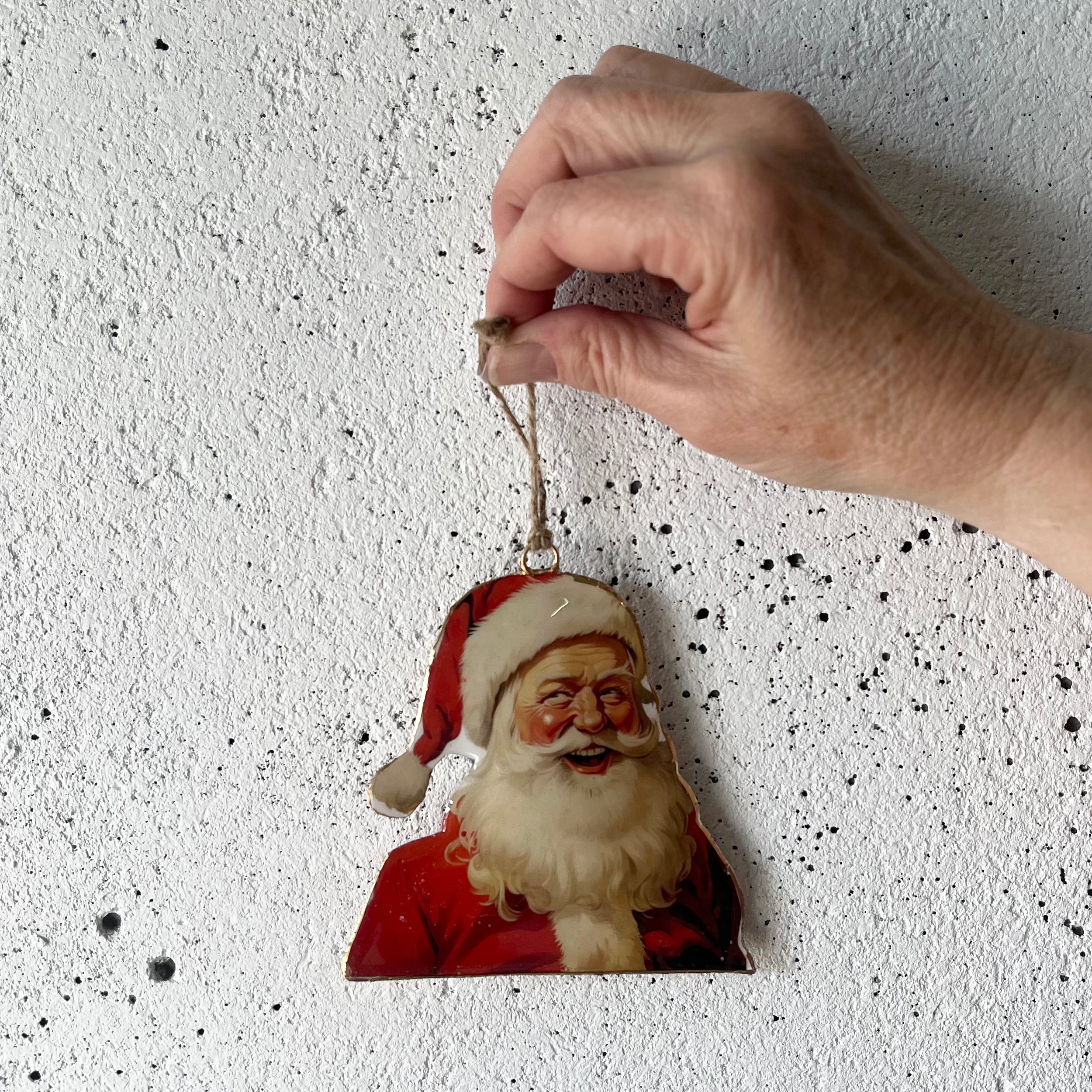 Retro Santa Metal Baubles