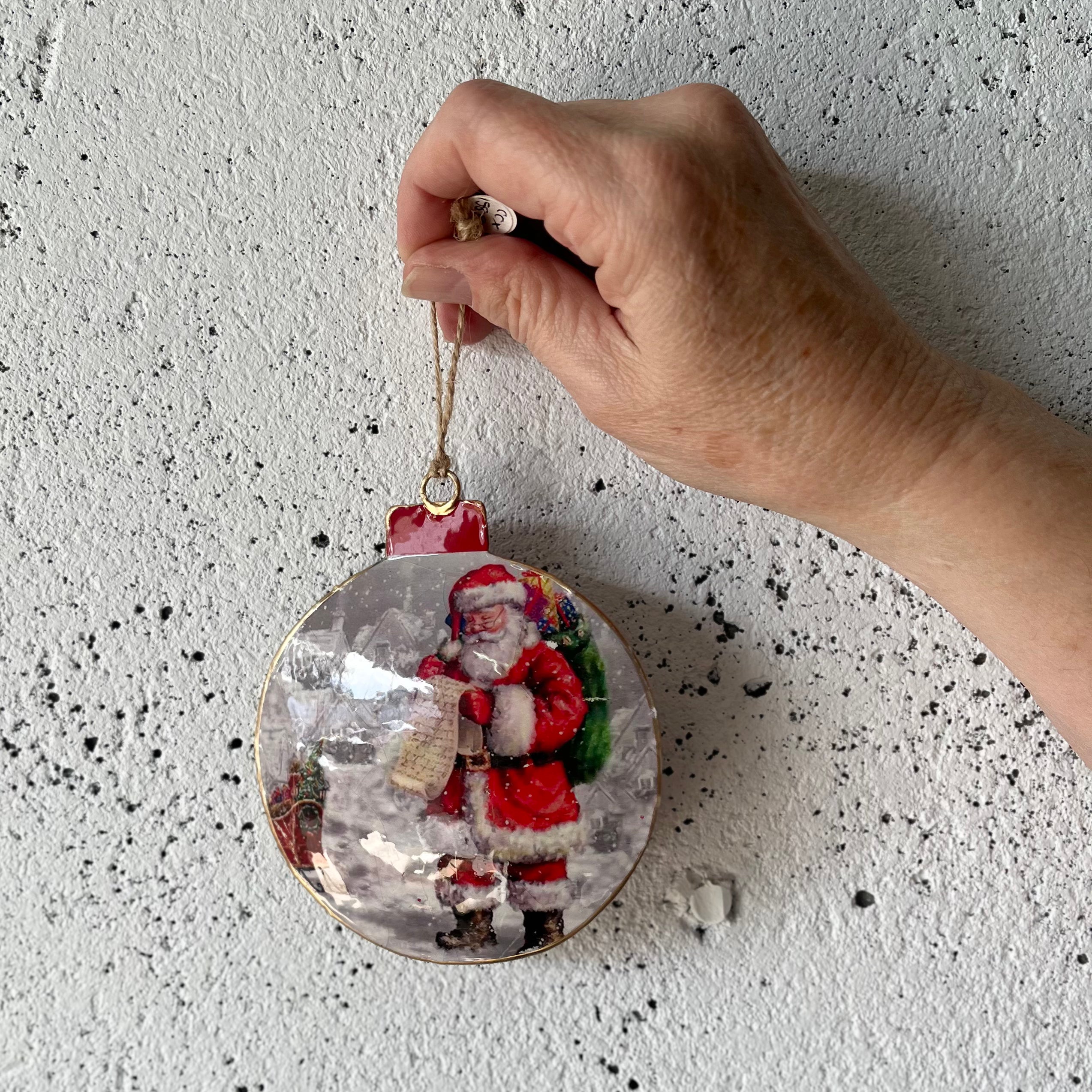 Retro Santa Metal Baubles