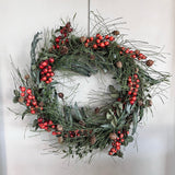 Christmas Wreath - red berries & pinecones