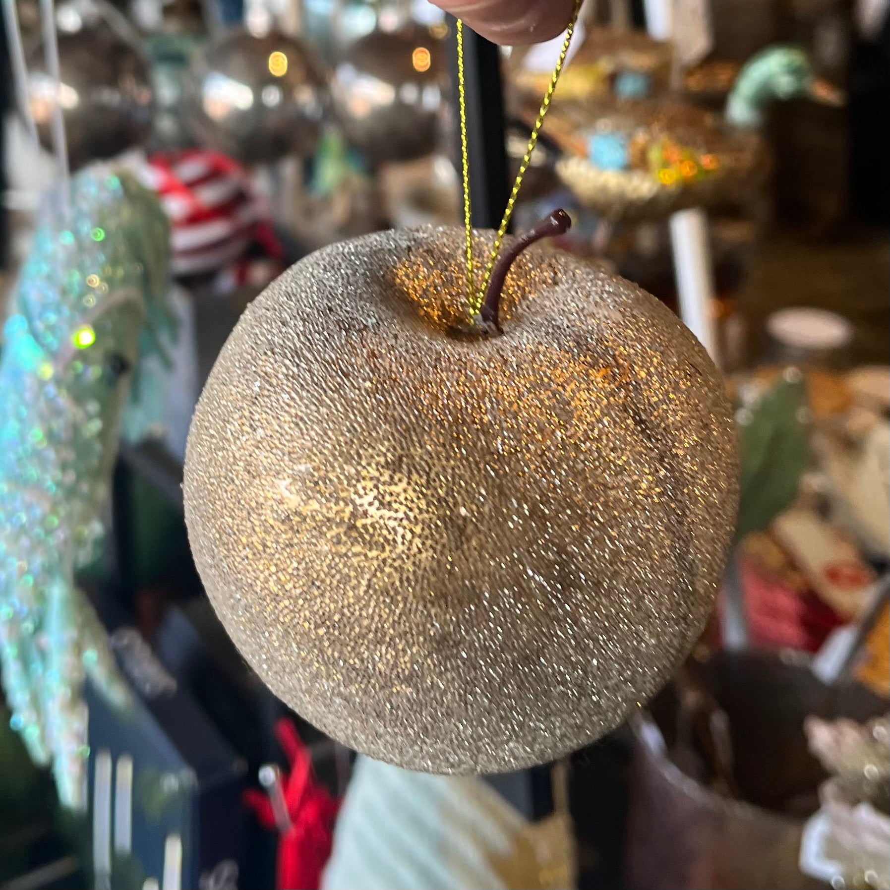 Hanging Decoration - Sparkly Apples - Red and Gold