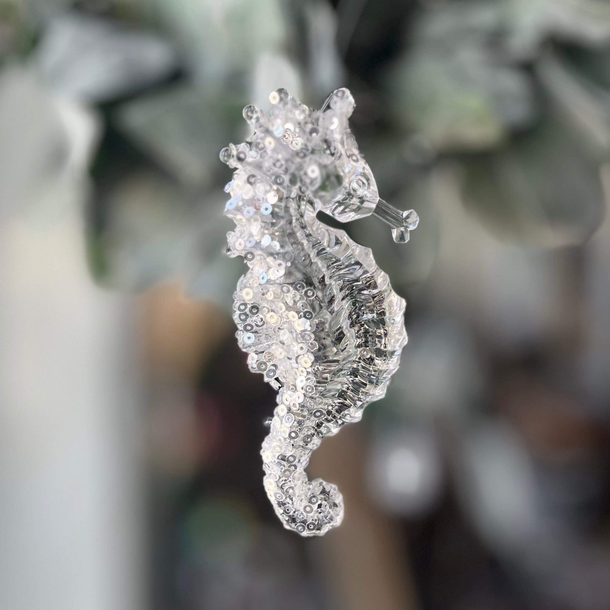 Hanging Decoration - Sparkly Clear Seahorse