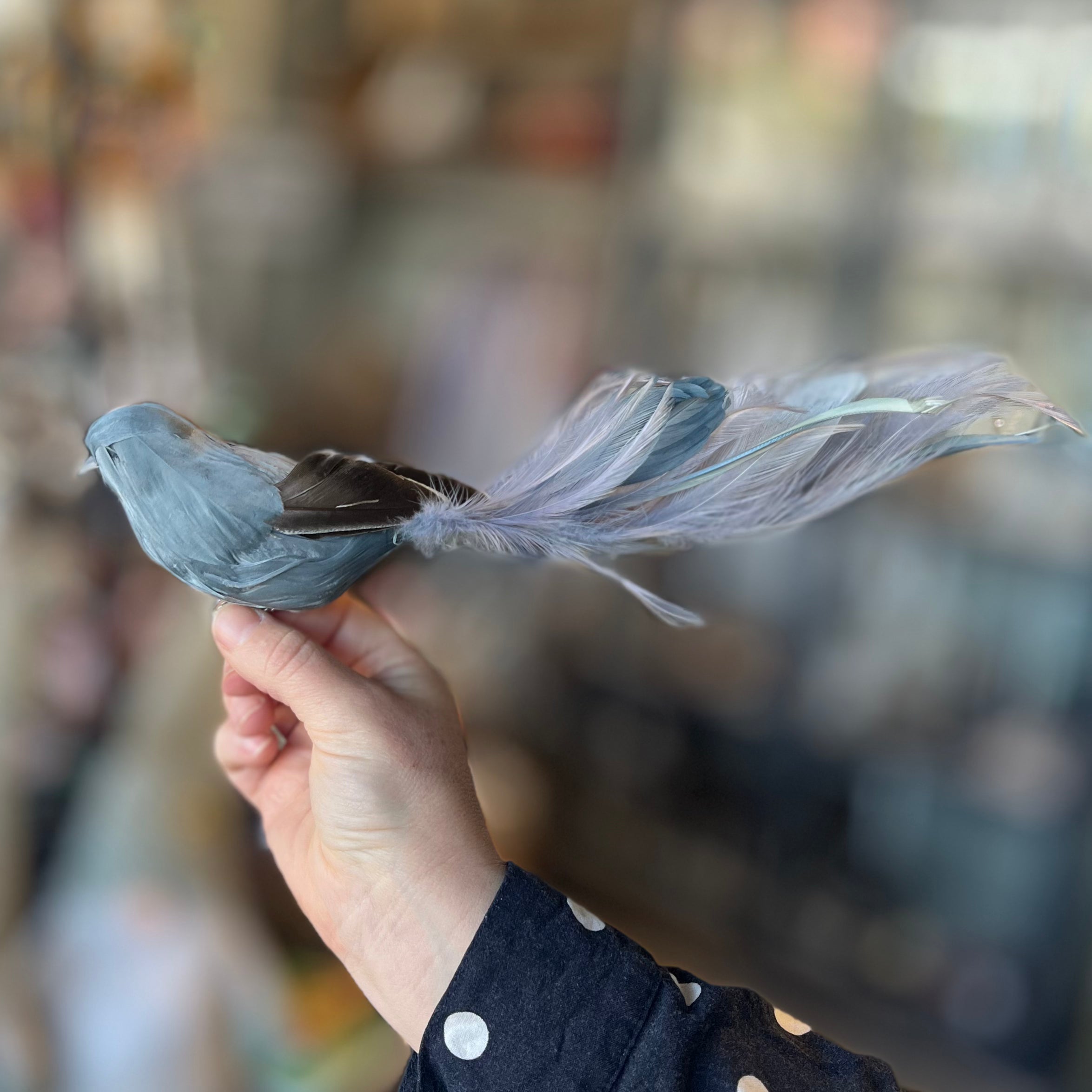Bird Decoration Blue with Brown Wings