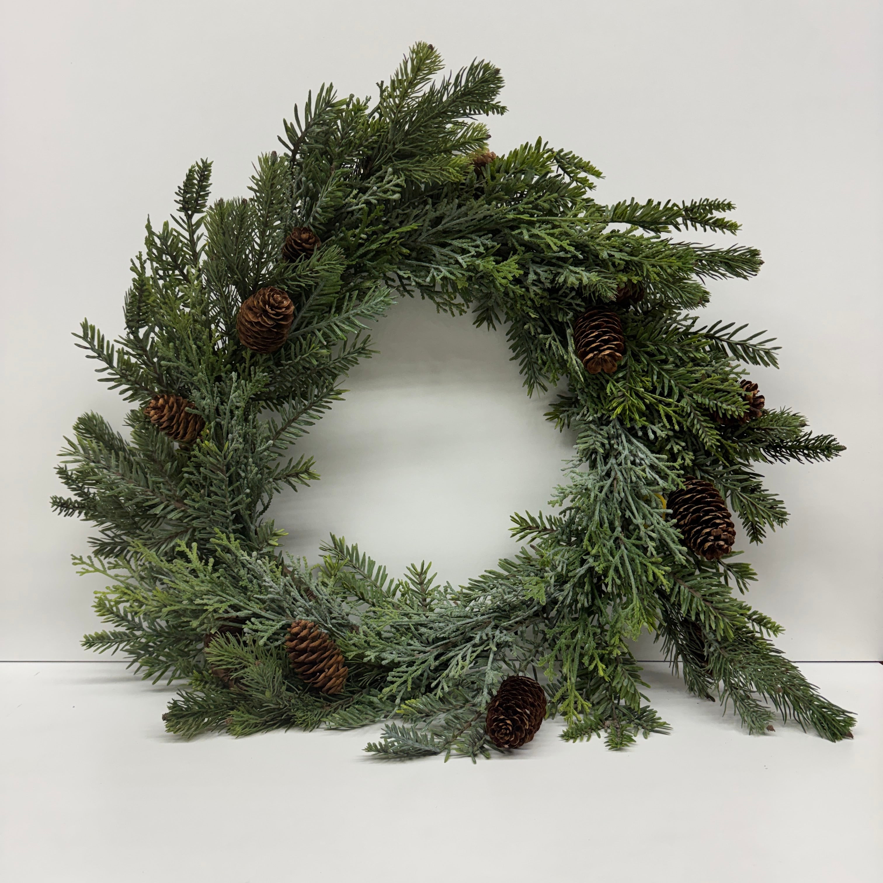 Pine Wreath with Pine Cones - Green Faux
