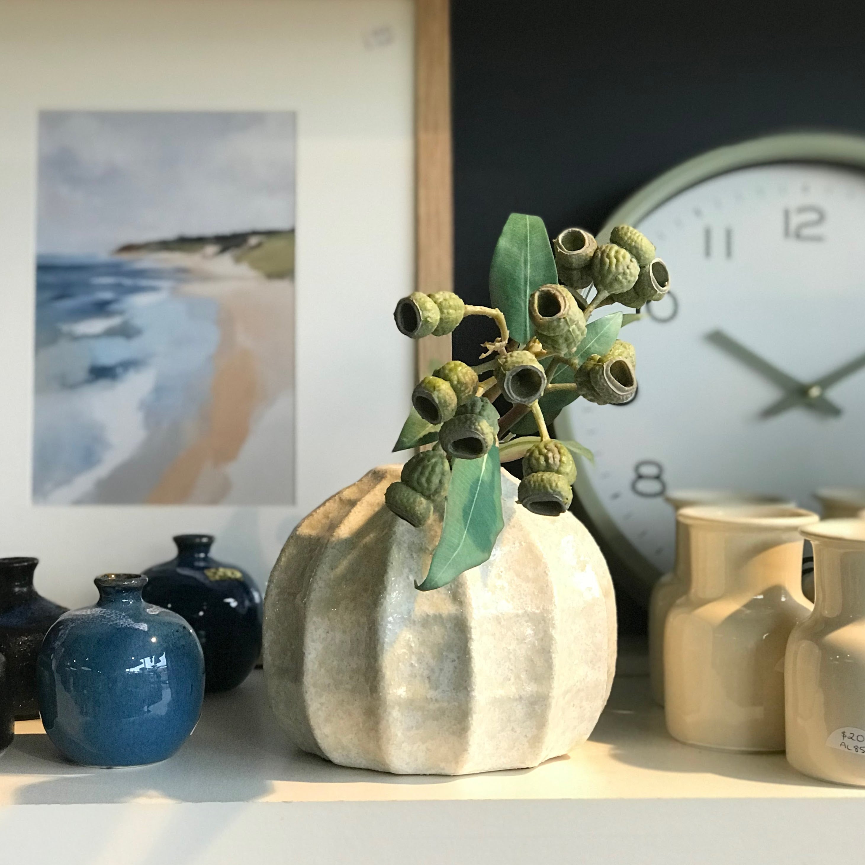 Vase - Round with Ridges Cream