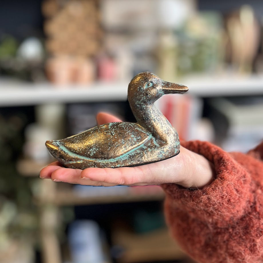 Duck Paperweight Iron - Weathered Bronze