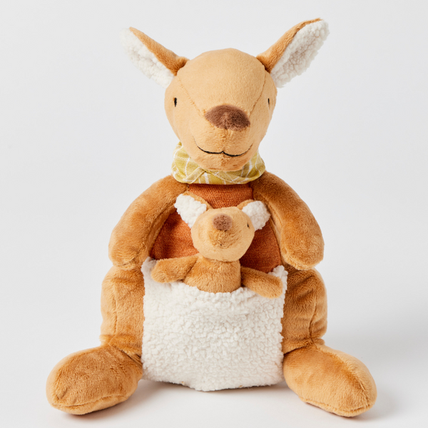 Kangaroo-Toy-With-Joey-Bandana-Soft-White-Brown