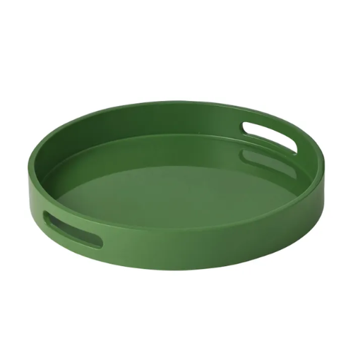 Lucia Round Tray in Emerald or Claret
