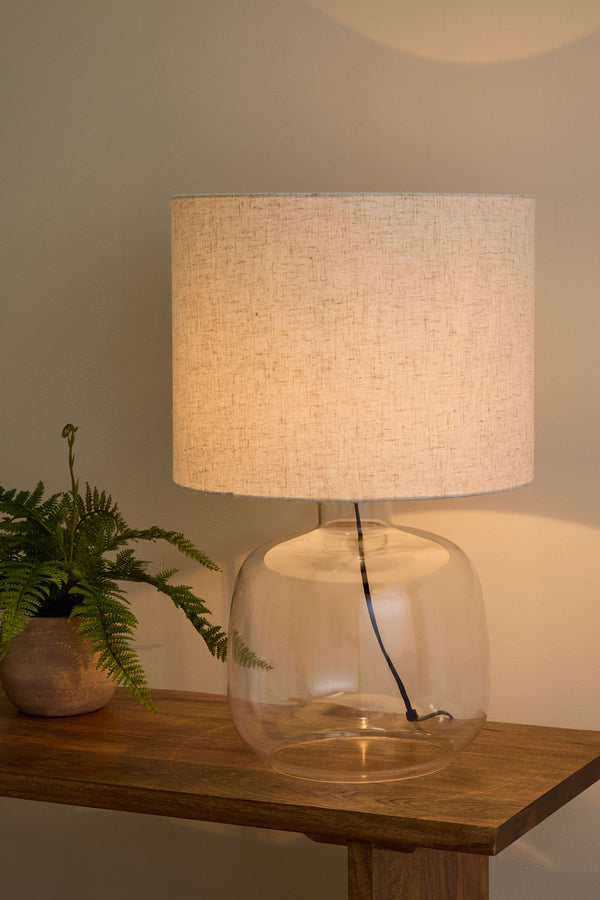 Lamp - Glass Base Linen Shade