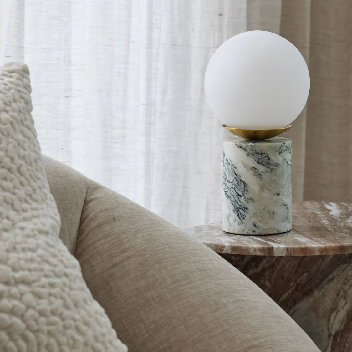Table Lamp - Marble Base with Glass Shade