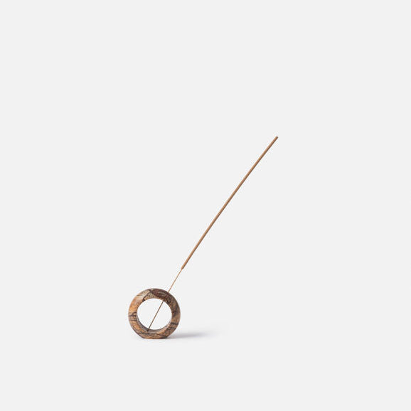 Incense Holder Round Zero - Forest Brown Marble