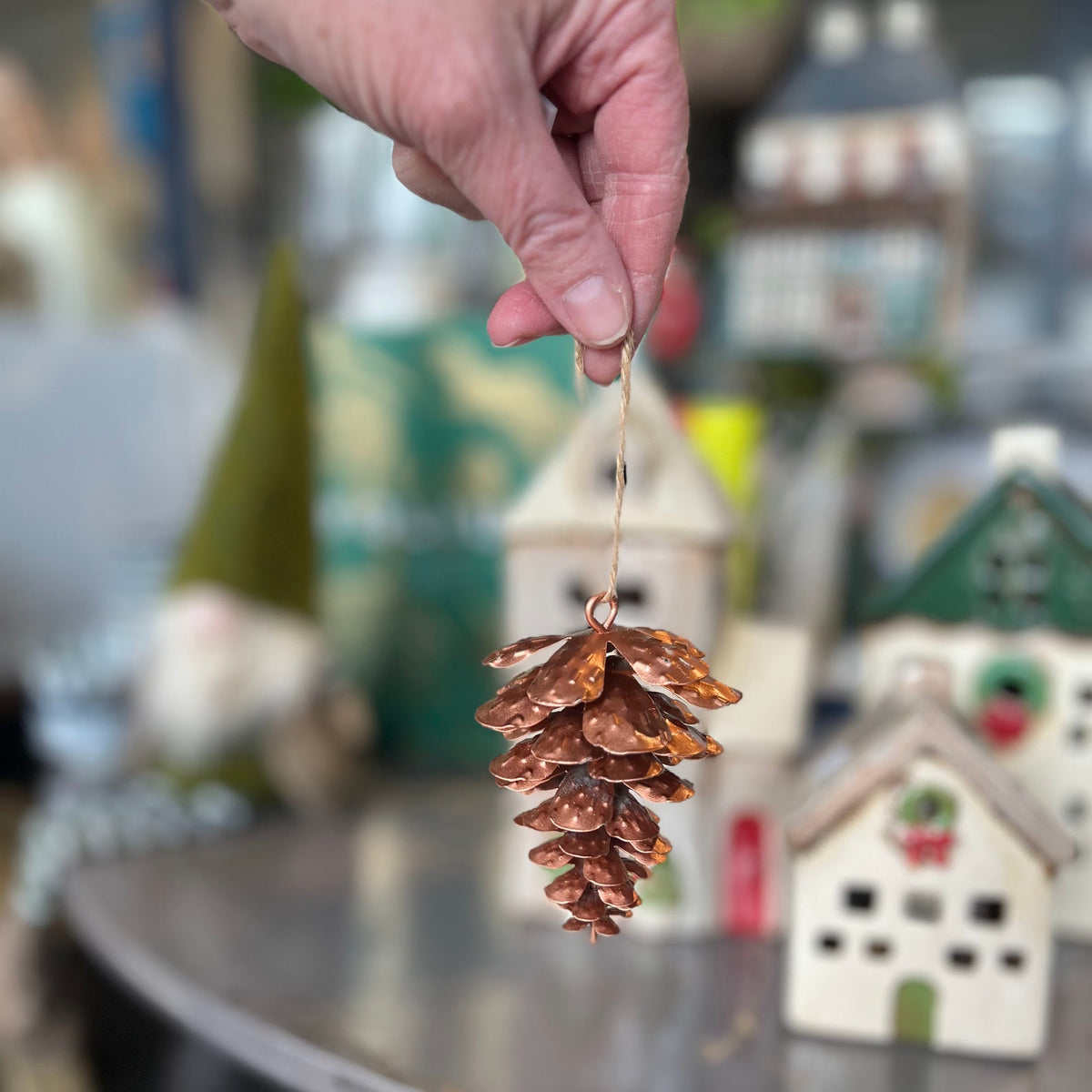 Pinecone Ornament Hanging Metal - 3 Colours