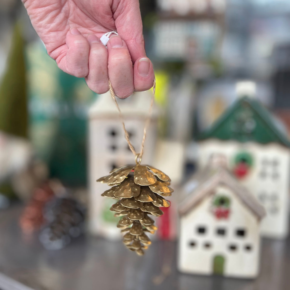 Pinecone Ornament Hanging Metal - 3 Colours