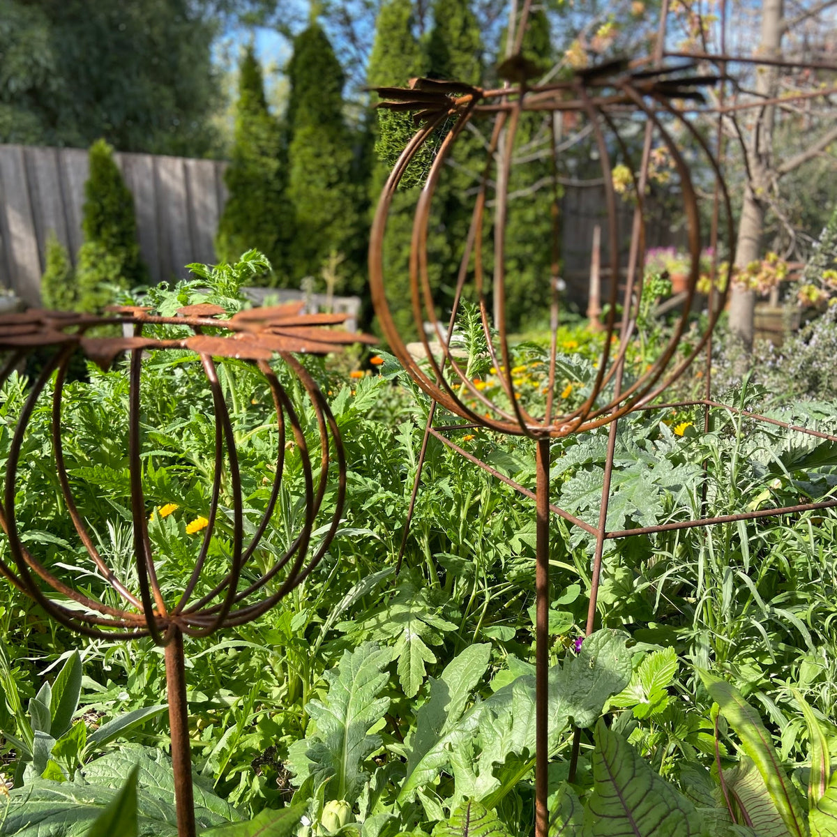Poppy Head Stake Rusty