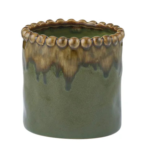 Pot - Ceramic Olive Glaze