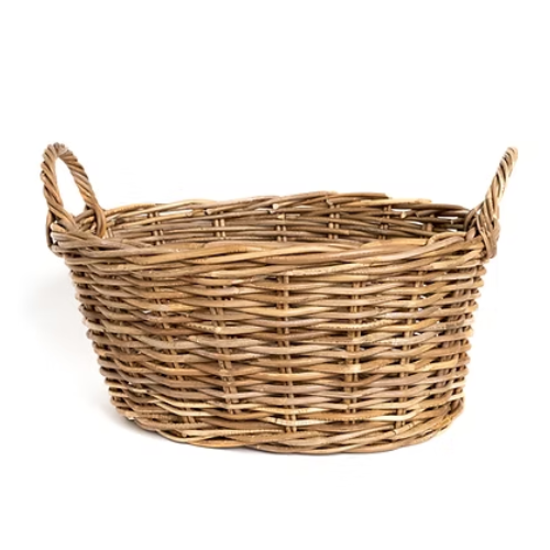 Washing Basket Oval Rattan Grey