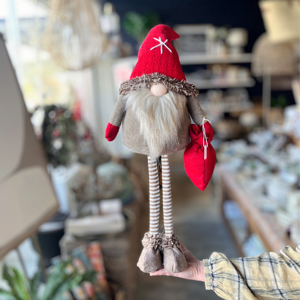 Chritmas Gnome Standing - Red and brown